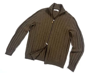 Auth Men's BRUNELLO CUCINELLI Cashmere Light Brown Full Zip Sweater Size 54 L/XL - Picture 1 of 16