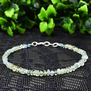 Blauer Aquamarin 25,00 kt natürlich 7 Zoll lang rund Perlen Armband NK 40E179 - Bild 1 von 2