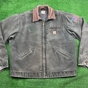 Giacca Detroit anni 90 Carhartt J97 MOS verde muschio foderata in flanella USA XL alta sbiadita - Foto 1 di 21