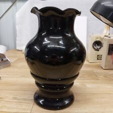 Vintage Large 10in Black Amethyst Vase Hand Blown Used Very Good