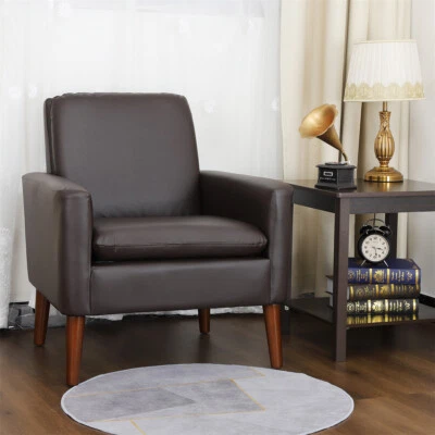 PU Leather Accent Chair Modern Single Sofa Chair Upholstered Lounge Armchair US - Image 1 of 4