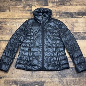 Kenneth Cole Reaction Puffer Jacket Quilted Down Full Zip High Neck Black L - Picture 1 of 11