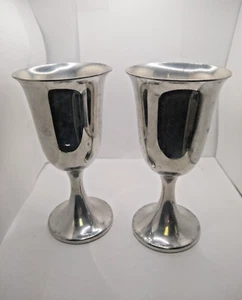 Vintage Pewter Goblets signed WEB 1153, Set of 2. 1950's. See Pics! - Picture 1 of 12
