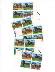 #2155-58 HORSES 22c Group of 5 Plate BLOCKS OF 4 MH OG - Picture 1 of 1