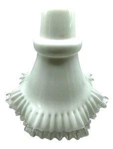 Large Fenton Silver Crest Milk Glass Torchier Ruffle Edge  Lamp Shade - Picture 1 of 4