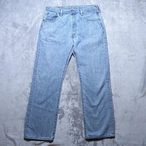 Vintage Levis 501 Jeans Mens 36X31 Blue Denim Light Wash Button Fly American - Picture 1 of 14
