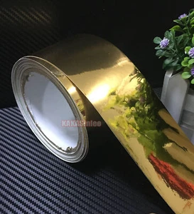 2" x 50FT Christmas Decors Strips Gold Mirror Chrome Vinyl Wrap Sticker Car Film - Bild 1 von 4