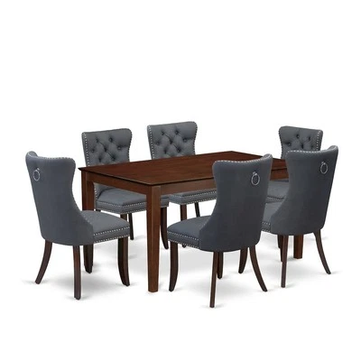 7 Piece Kitchen Table Set Consists of a Rectangle Modern Dining Table - Image 1 of 4
