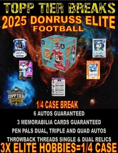 NEW YORK JETS 2025 DONRUSS ELITE FOOTBALL 3 HOBBY BOX 1/4 CASE BREAK 4489 - Picture 1 of 8