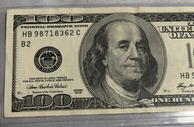 2006 $100 Dollar Bill Note HB 98718362 C - Image 1 of 3