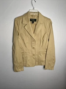 Eddie Bauer Women's S Tan Canvas Cotton Button Blazer Pristine - Picture 1 of 11