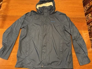 XL Marmot Blue Rain Jacket Hood Lightweight Zipper Windbreaker - Picture 1 of 14