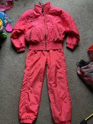 VTG 80s Kaelin Ski Snowboarding Suit Set Womens Sz 8 Red Salmon - Image 1 of 4
