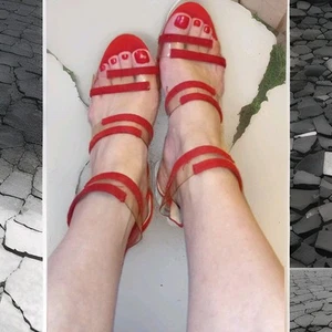 Sommer Sandaletten Gr 36 Rot Cut Out - Bild 1 von 2
