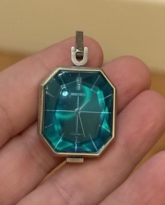 Reloj para mujer vintage Seiko azul/verde collar colgante 11-3710 JAPÓN Foto 1 de 4