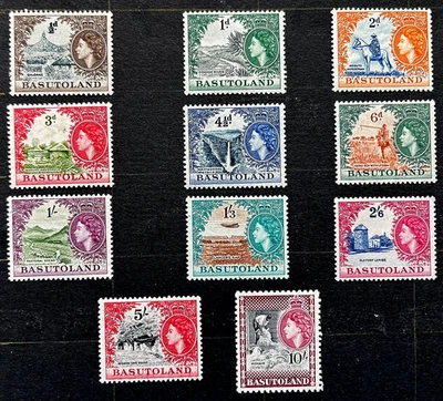 BASUTOLAND QE11 1954-1958 SG 43-53 LIGERAMENTE MONTADO COMO NUEVO, CAT VAL £110 Foto 1 de 2