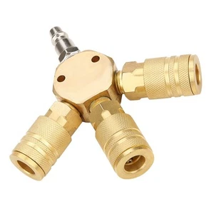 High Performance 14 Inch NPT Air Manifold with 3 Quick Connect Brass Couplers - Picture 1 of 9