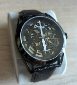 Kenneth Cole Men's Skeleton Automatic Watch Black Leather band 42mm 10018768 - Picture 1 of 15