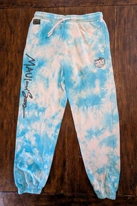 Vtg Maui and Sons Sweatpants Womens Medium Blue Tie Dye Fleece Drawstring Casual - Picture 1 of 11