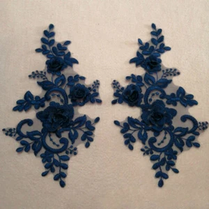 1Pair 3D Applique Floral Embroidery Patch Trim Lace Flower Crafts Wedding Dress - Picture 1 of 18
