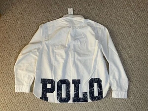 POLO RALPH LAUREN WEISS HI-LOW ÜBERGROSSES LOGO DESIGN OXFORD KNOPF UNTEN GRÖSSE Large - Bild 1 von 7