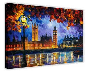London Big Ben Abstract Oil Painting Canvas Wall Art Picture Print Living Room - Picture 1 of 8