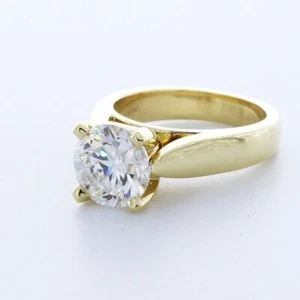 3.0CT LAB-CREATED DIAMOND D/VS2 ROUND CUT 18K GOLD PRONG PINCHED ENGAGEMENT RING - Picture 1 of 4