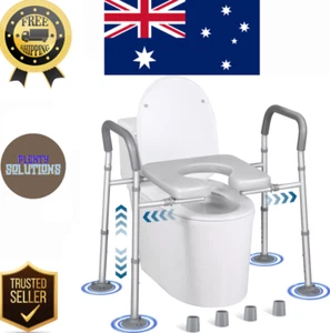 500lbs Raised Toilet Seat with Handles - Width & Height Adjustable Elevated - Picture 1 of 7