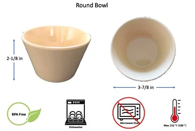 Vintage Melamine Bouillon Cup 3-7/8" (8 oz)  Fruit Cereal Soup Bowl White Tan - Image 1 of 4