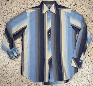 Robert Graham Men's Flip Cuff Striped Long Sleeve Dress Shirt Size Medium - Picture 1 of 8