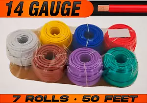 14 Gauge 12v Automotive RV Trailer Hook Up Primary Wire - 7 Colors - 50 Feet EA - Picture 1 of 9