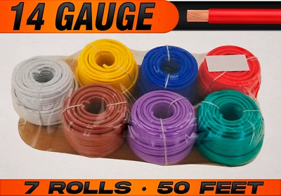 14 Gauge 12v Automotive RV Trailer Hook Up Primary Wire - 7 Colors - 50 Feet EA - Image 1 of 4