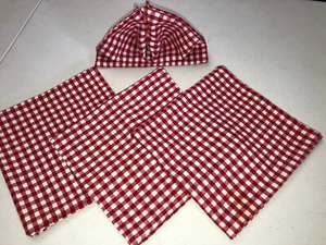 NEW! FARMHOUSE Red & White Checked Gingham Cloth Napkins (Set of 4) - Picture 1 of 1