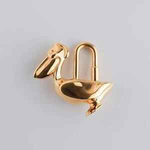 Hermes Pelican Bird Gold Cadena Bangle Charm 1992 Limited bag charm animal - Picture 1 of 3