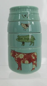 Pavilion Gift Company Live Simply Bee Chicken Pig & Cow Measuring Cups, Teal '15 - Picture 1 of 9