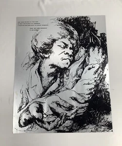 Rare Vintage 1971 Jimi Hendrix Metallic Silver Poster Print 20 x16 Psychedelic - Picture 1 of 7