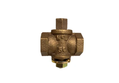 MCDONALD BRASS 1/2" FLAT TEE HEAD PLUG VALVE GAS STOP - CHECK - Image 1 of 4