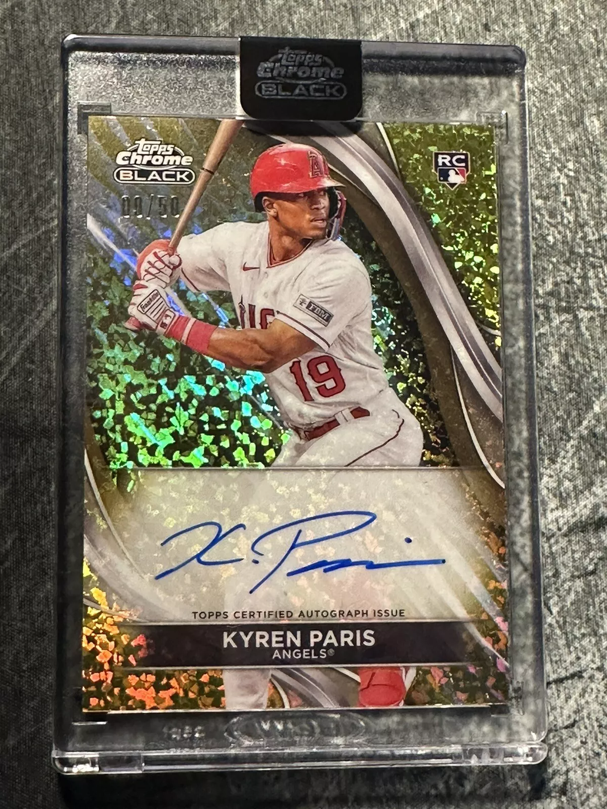 2024 Topps Chrome Black Kyren Paris Gold Mini Diamond Auto RC 09/50 ANGELS