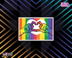 LGTB PRIDE DAY HEART  DECAL STICKER RAINBOW FLAG LAMINATED FREE GIFT - Picture 1 of 1