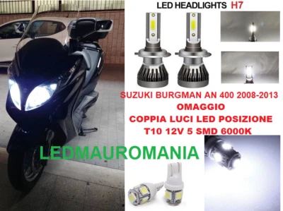 KIT LED Suzuki Burgman AN 400 2008-2013 2 Lampade H7 Luci Posizione T10 6000K PV - Imagen 1 de 4
