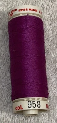 Vtg NOS Mettler Silk-Finish 150w Solid Cotton Thread 164yd/150M Swiss Purple 958 - Image 1 of 4