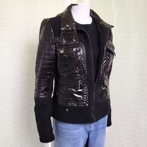 Y2K Retro ROCAWEAR Moto Style Jacket w/Mixed Fabrics, Ruching in Black Size M - Picture 1 of 12