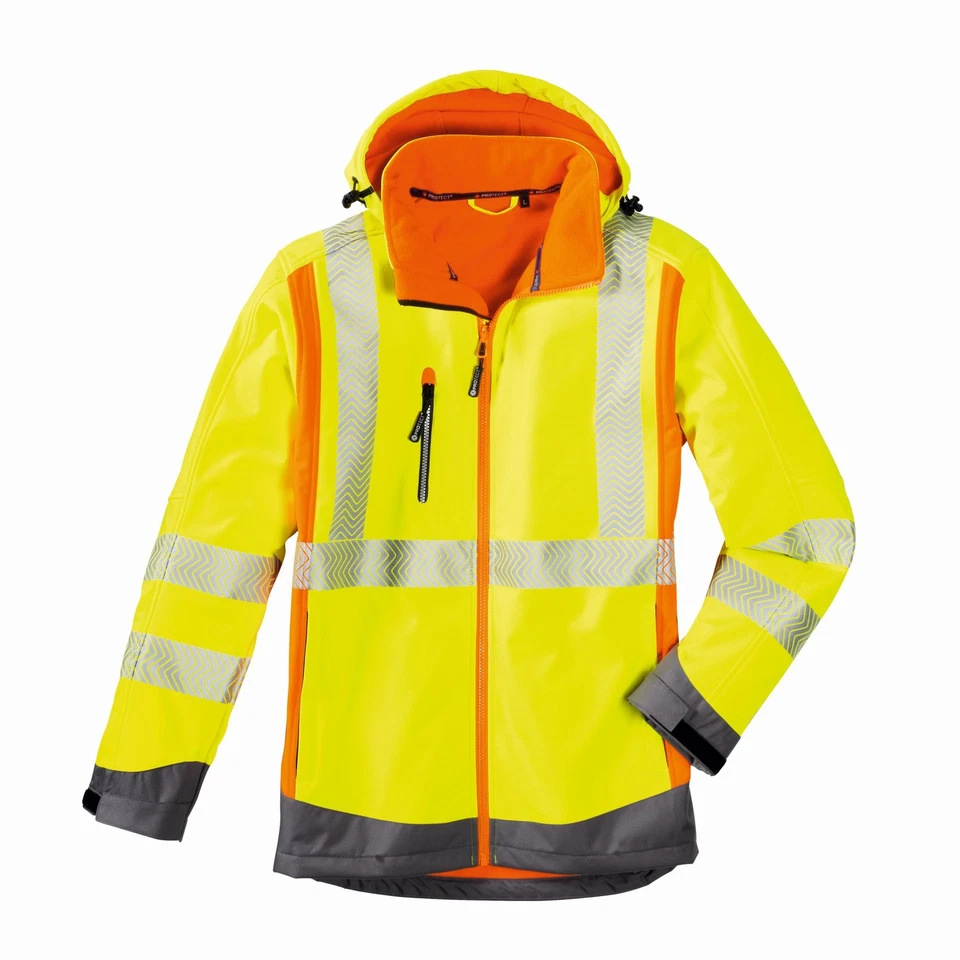 4PROTECT Warn-Wetterschutz-Softshell-Jacke Houston Leuchtgelb/Leuchtorange - Bild 1 von 1