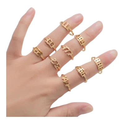 Stainless Steel Angel Numbers Rings 111, 222, 333, 444, 555, 666, 777, 888, 999 - Image 1 of 3