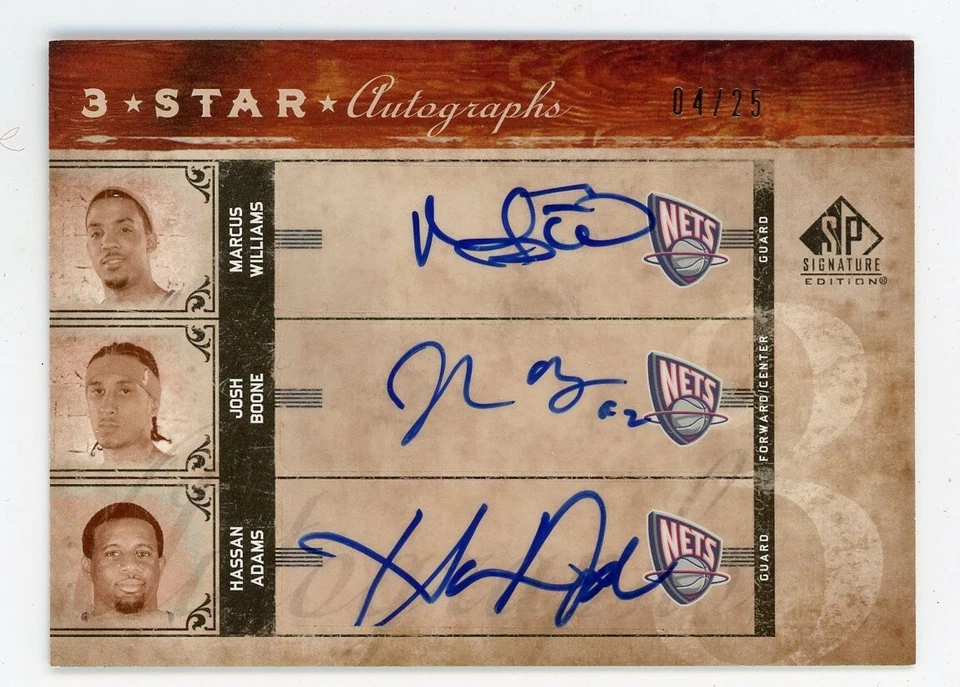 2006-07 SP Signature WILLIAMS BOONE ADAMS New Jersey Nets TRIPLE AUTO 04/25 - Image 1 of 1