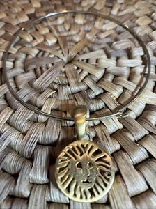 Anne Klein Logo Lion Head Necklace - Open Work, Inside Gold Hoop - Picture 1 of 10