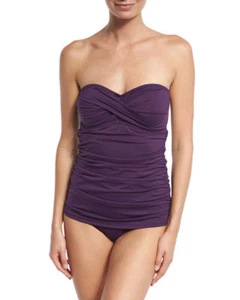 NWOT plum Tommy Bahama Twist Front Bandeau One-Piece Swimsuit size 10 - Picture 1 of 3