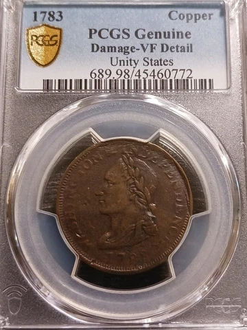 1783 Washington Unity States Colonial Copper PCGS VF Details Damage #1861 Cover