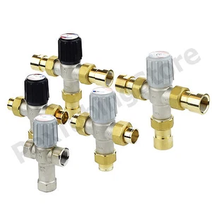 Resideo AM-1 Thermostatic Mixing Valves, 1/2", 3/4", 1" FNPT, Sweat, Lead-Free - Picture 1 of 14
