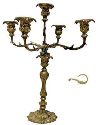 Antiguo candelabro rococó victoriano de bronce de latón ornamentado del siglo XIX 12 libras vintage 20"" Foto 1 de 4